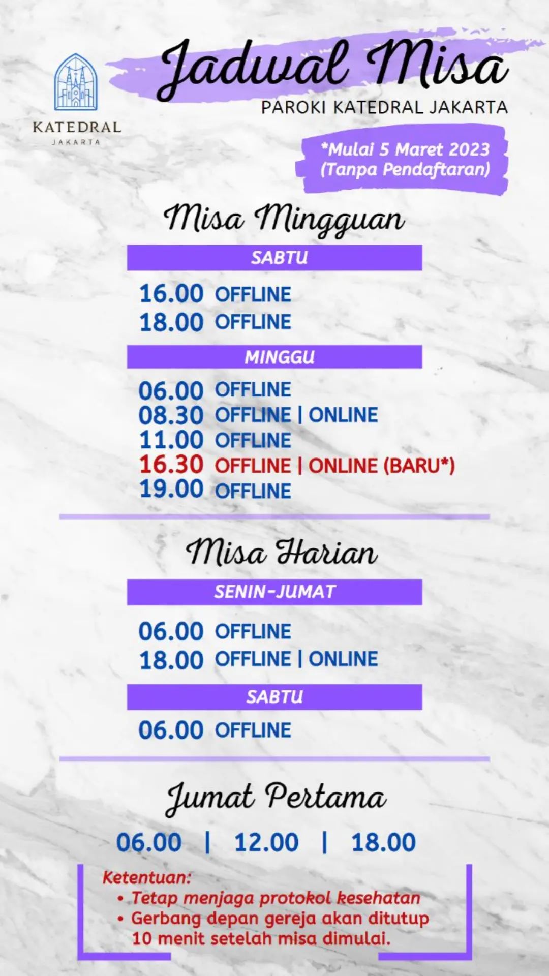 Jadwal Misa Katedral